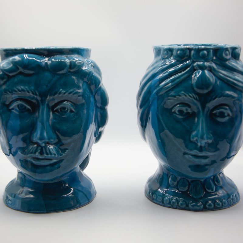 Coppia Teste di Moro bicolor blue